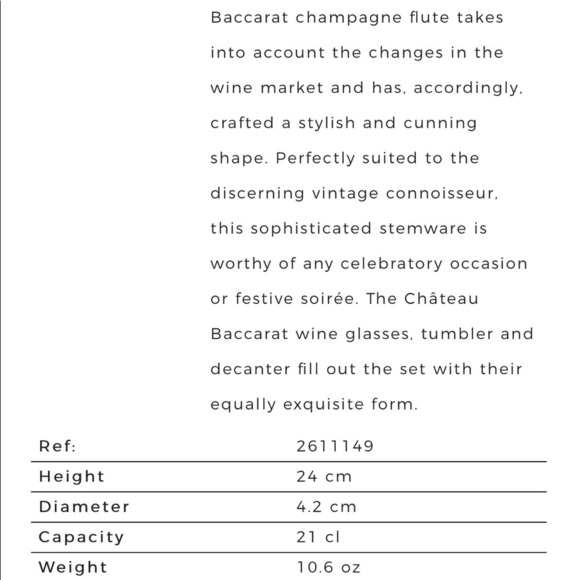 🌟 Host Pick🌟 Chateau Baccarat Crystal Champagne Flute Set of 2🥂 🆕 - Picture 9 of 9